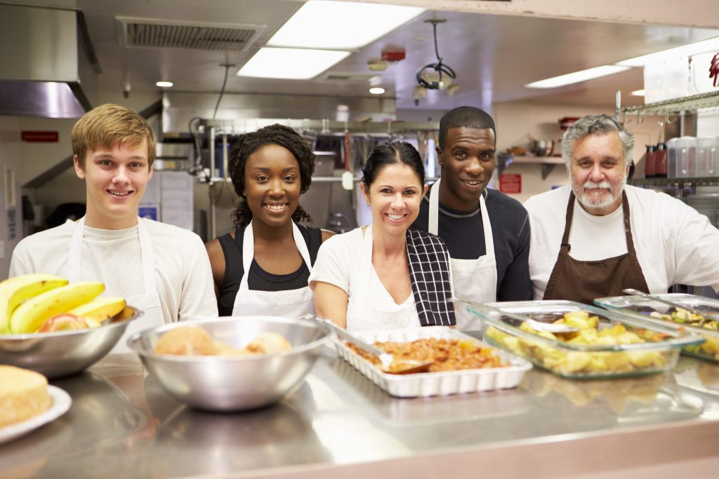 People joining together to support community service